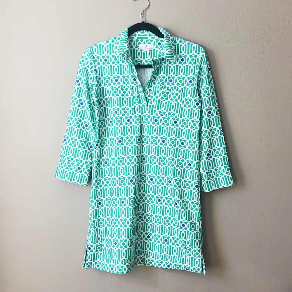 Jude Connally collared tunic dress geo pattern